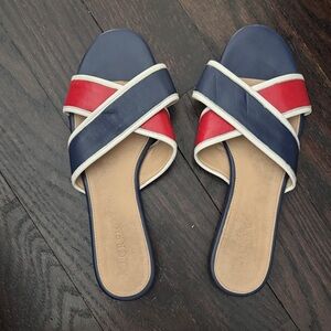 J. Crew Navy and Red Strappy Sandals